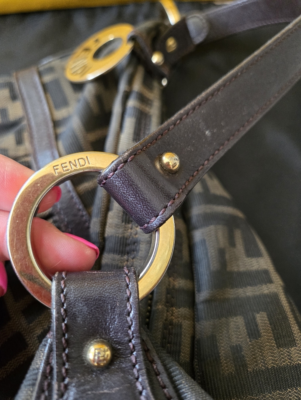 Fendi Brown and Black Zucca Canvas Shoulder Bag - Picture 6 of 10